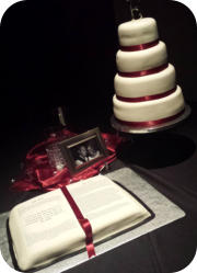 Wedding Cake with Bible Groom's Cake