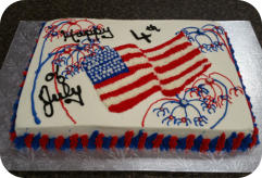 Red, White, & Blue Rose Cake